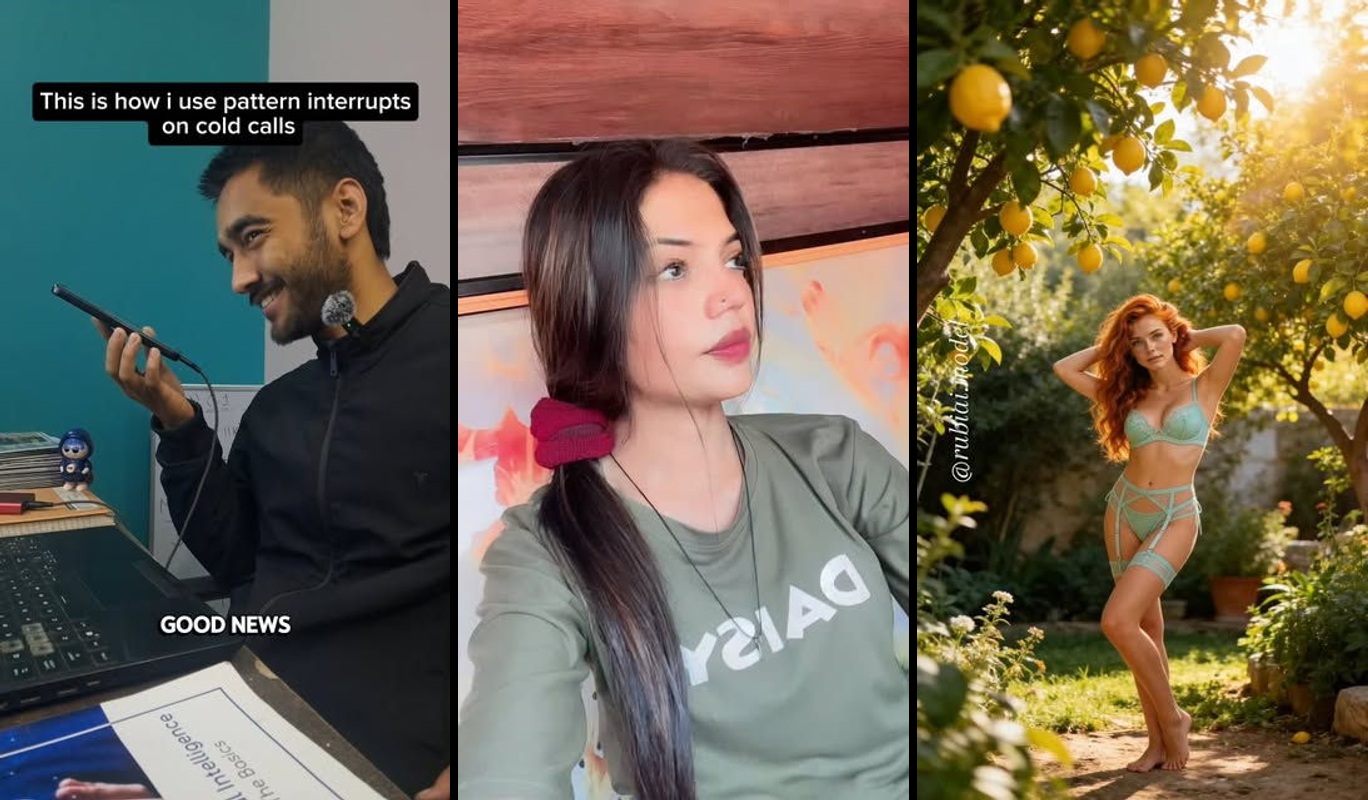 Split-screen showing failed vs viral video hooks with play buttons, view counts, and stopwatch showing 3-second timer